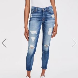 ANKLE SKINNY WITH DESTROY IN DISTRESSED DARK